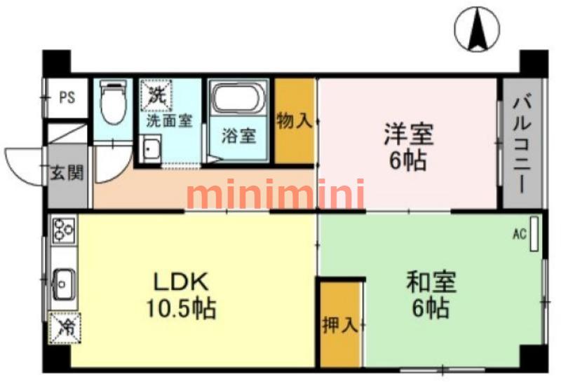 松下マンション(2LDK/3階)の間取り写真
