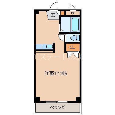 ウッドハウス(ワンルーム/3階)の間取り写真