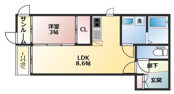 COZY(1LDK/1階)の間取り写真