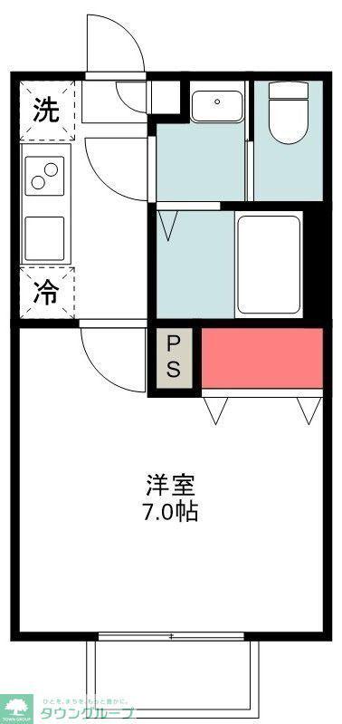 アンソレイエ園生(1K/2階)の間取り写真