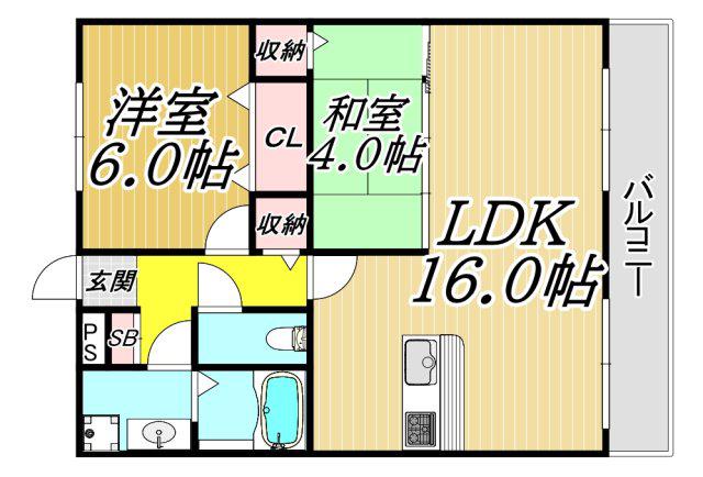 カーサイマキタ・ステラ(2LDK/3階)の間取り写真