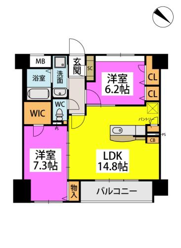 ビオレ アストレア(2LDK/3階)の間取り写真
