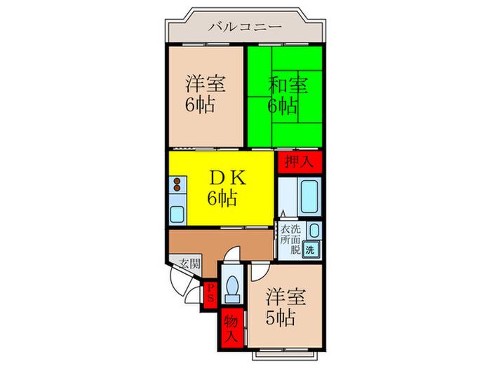 キャピタルハウス3番館(3DK/2階)の間取り写真