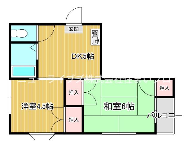 カールハイツ寝屋川Ⅱ(2DK/3階)の間取り写真