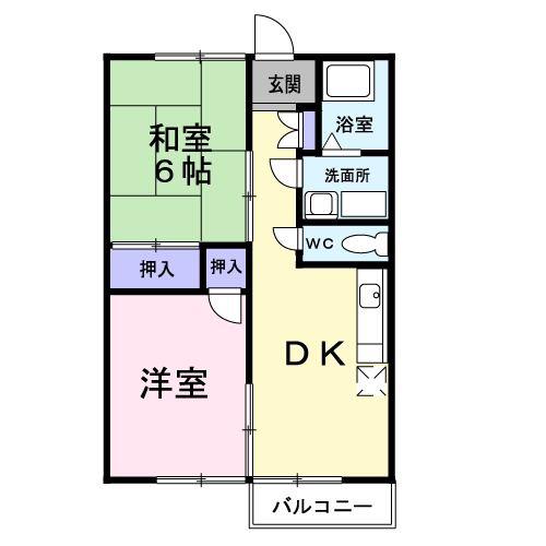 サンパティークSII(2DK/1階)の間取り写真