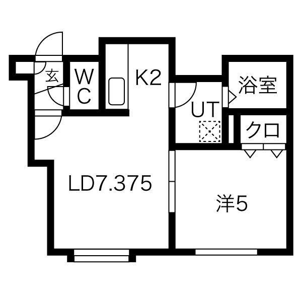 アプローズコート太平(1LDK/2階)の間取り写真