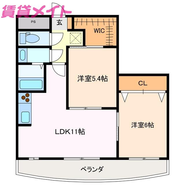 メゾンルミエールII(2LDK/2階)の間取り写真