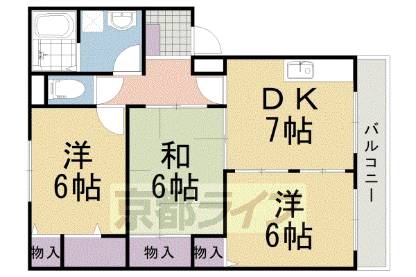 アーバンハウス鴨川(3DK/2階)の間取り写真