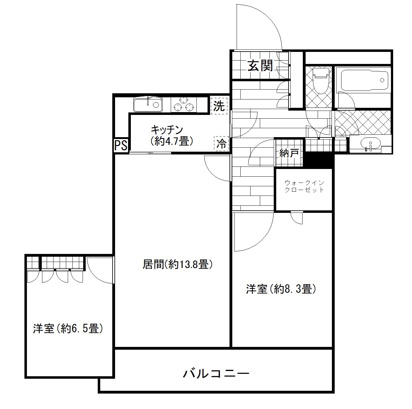 代官山アドレス ザ・タワー(2LDK/22階)の間取り写真