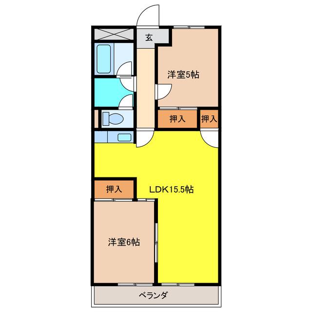 メゾンフリーダムSS(2LDK/2階)の間取り写真