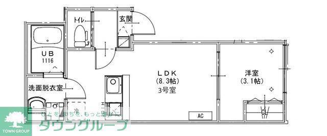 KEIAI RESIDENCE 北習志野II(1LDK/3階)の間取り写真