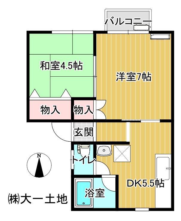 トゥインクル・スズキA棟(2DK/2階)の間取り写真