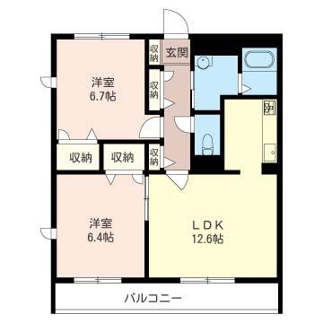 グランベール(2LDK/2階)の間取り写真