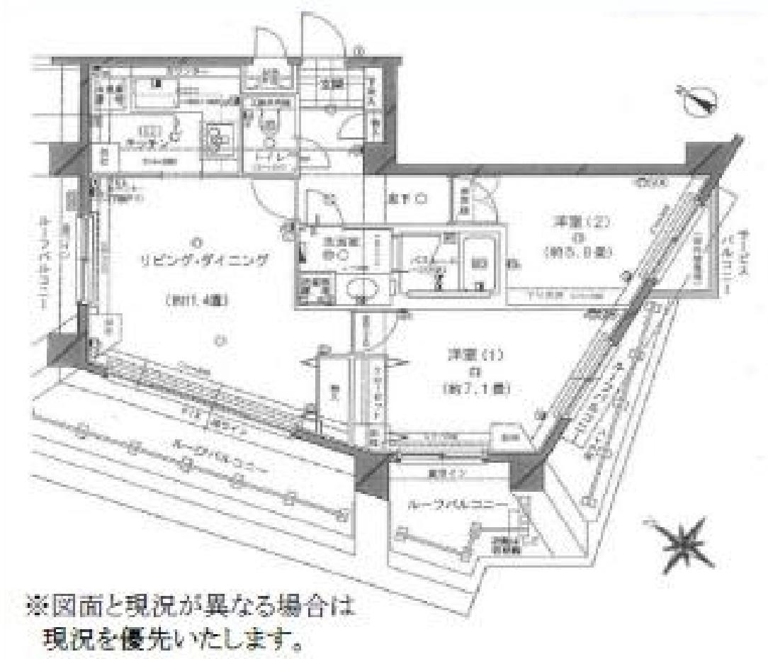 ルシェール赤坂(2LDK/8階)の間取り写真