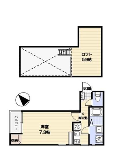 そるふぃーゆ三郷(1K/3階)の間取り写真