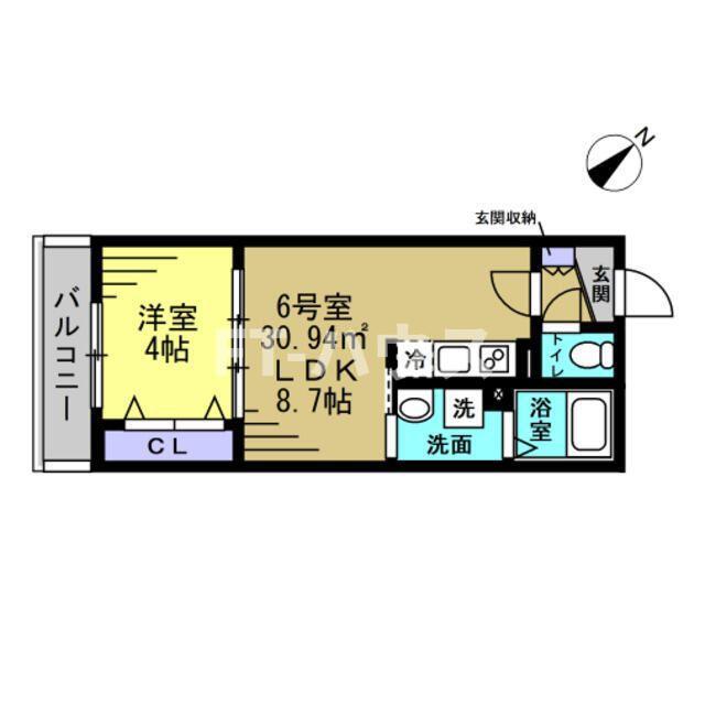 ERIU(1LDK/2階)の間取り写真