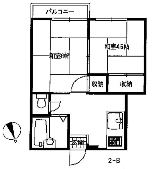 ベルージュK-3(2K/2階)の間取り写真