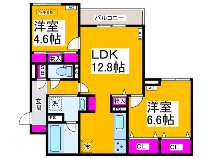 クラシスト新金岡(2LDK/2階)の間取り写真