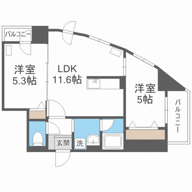 PARTIRE創成イースト パルティーレ創成イースト(2LDK/8階)の間取り写真