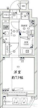 ガリシアレジデンス目黒本町(1K/5階)の間取り写真