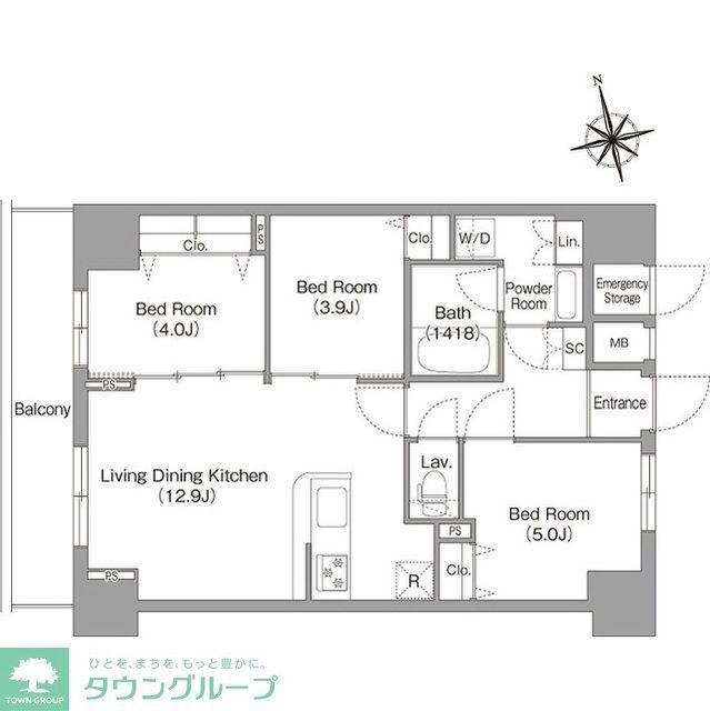 コンフォリア・リヴ南砂町イースト(3LDK/6階)の間取り写真