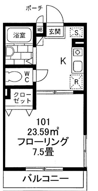 トレヴィ粕谷(1K/2階)の間取り写真