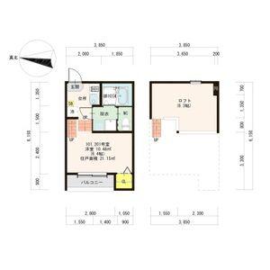 ハーモニーテラス金屋IIA(1K/1階)の間取り写真