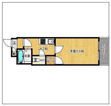 マンションキャッスル(1K/3階)の間取り写真