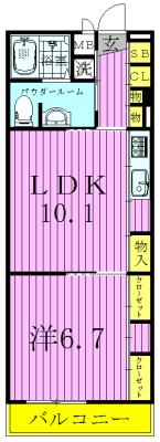 リブリ・白山ウエスト(1LDK/2階)の間取り写真