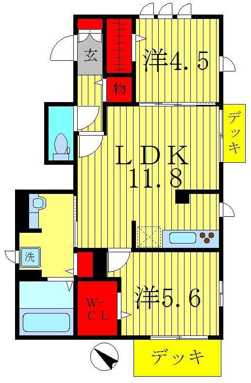 リベラーレ(2LDK/1階)の間取り写真