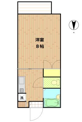 ヒルズ自由が丘(1K/1階)の間取り写真