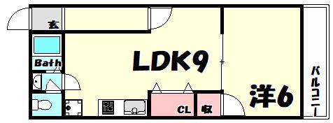 ビーコート熊内(1LDK/2階)の間取り写真