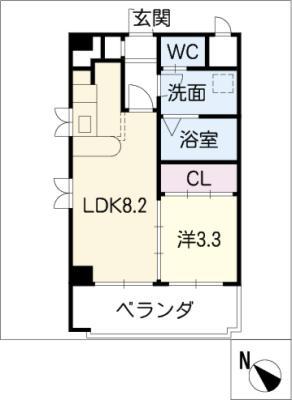ブリューゲン・ベル・マンション(1LDK/2階)の間取り写真