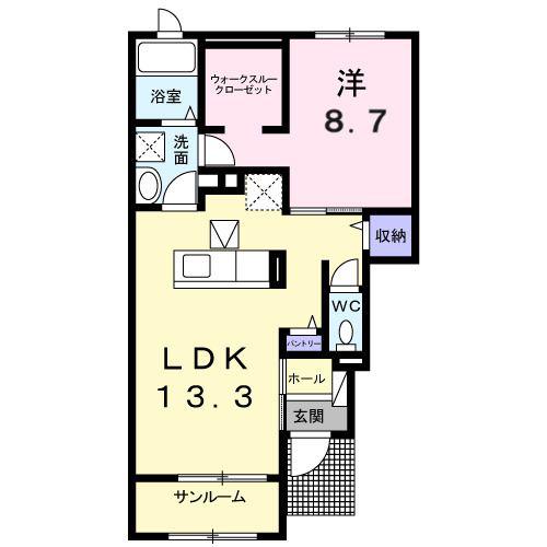 レジデンス・サンリットD(1LDK/1階)の間取り写真