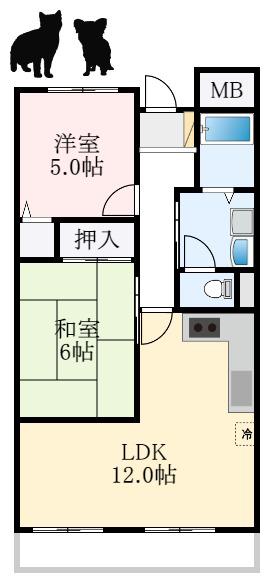 ヴィレジア(2LDK/3階)の間取り写真