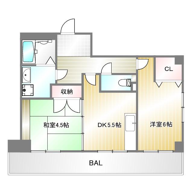 ハーバー壱番館(2DK/3階)の間取り写真