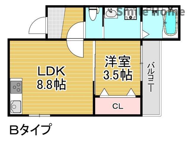 岩伸リバーコート(1LDK/2階)の間取り写真