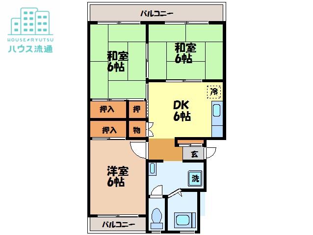 コーポ三川(3DK/3階)の間取り写真