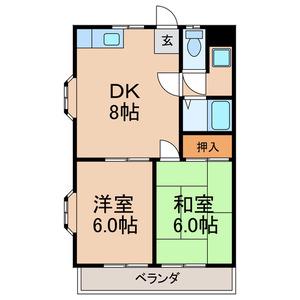 ルミエール石崎C(2DK/2階)の間取り写真