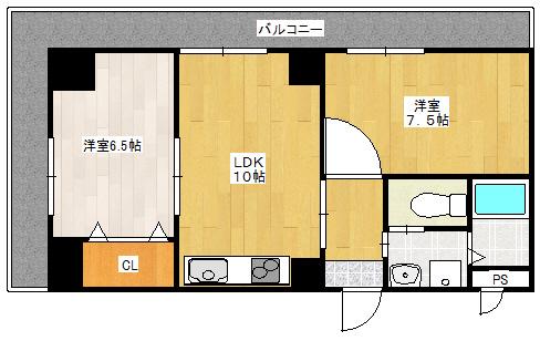 レクシア木川東(2LDK/4階)の間取り写真