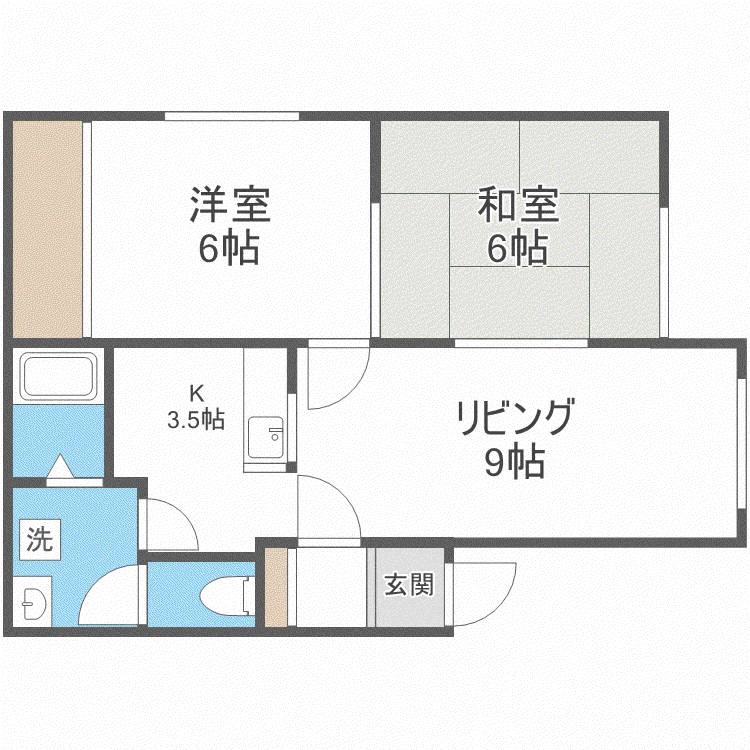 ユートリー元町(2LDK/3階)の間取り写真