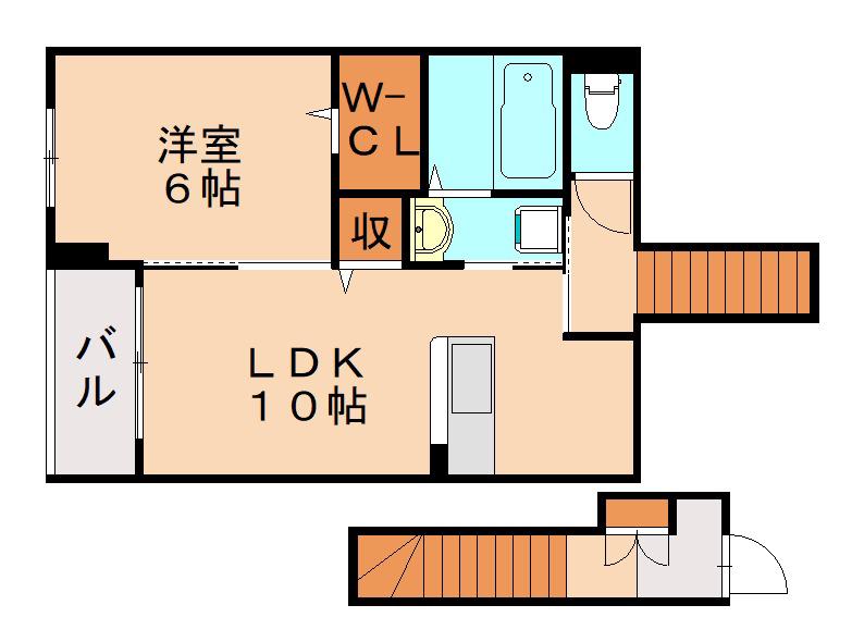 ロータス水巻1(1LDK/2階)の間取り写真