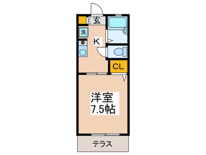アルカディア宮崎台(1K/1階)の間取り写真