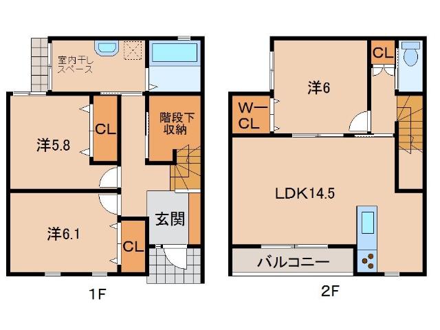 スカイハイム2(3LDK/1階)の間取り写真