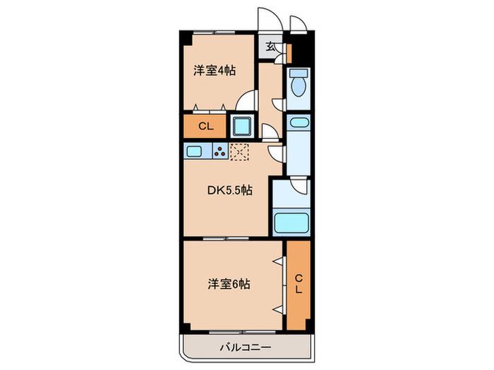 メゾン吉野(2DK/3階)の間取り写真