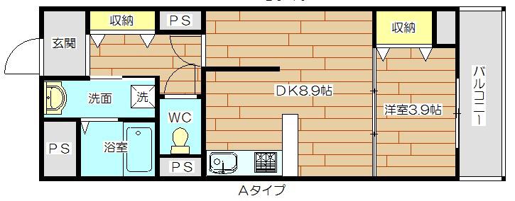 アルページュ寺本(1DK/1階)の間取り写真