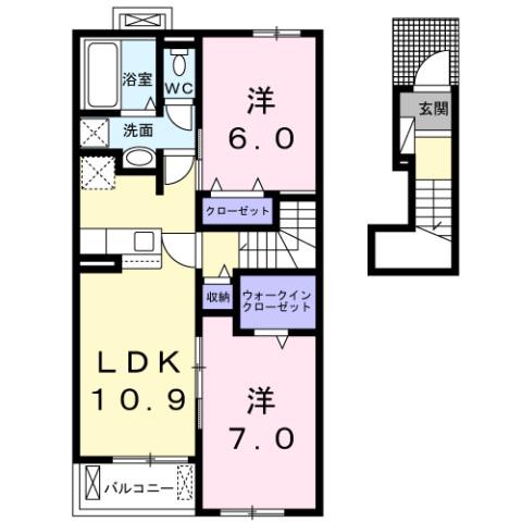 エンペラーI(2LDK/2階)の間取り写真