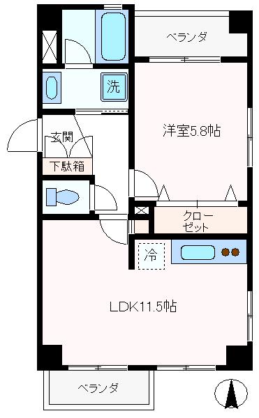 ウッドヴィレッヂ戸越(1LDK/3階)の間取り写真