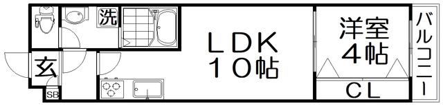 ディアコート長栄寺西棟(1LDK/2階)の間取り写真