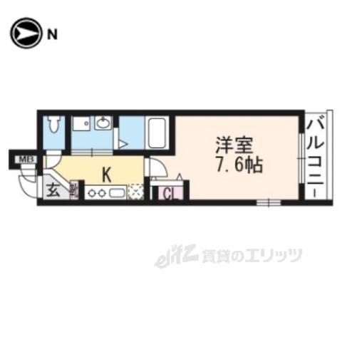 グランディール銀閣寺(1K/2階)の間取り写真